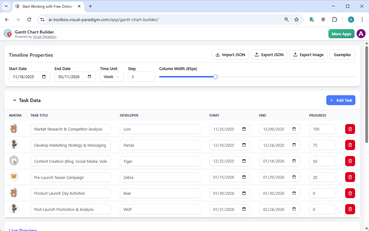 Planung einer Marketingkampagne: Eine Schritt-für-Schritt-Anleitung mit dem Gantt-Diagramm-Builder Planung einer Marketingkampagne: Eine Schritt-für-Schritt-Anleitung mit dem Gantt-Diagramm-Builder