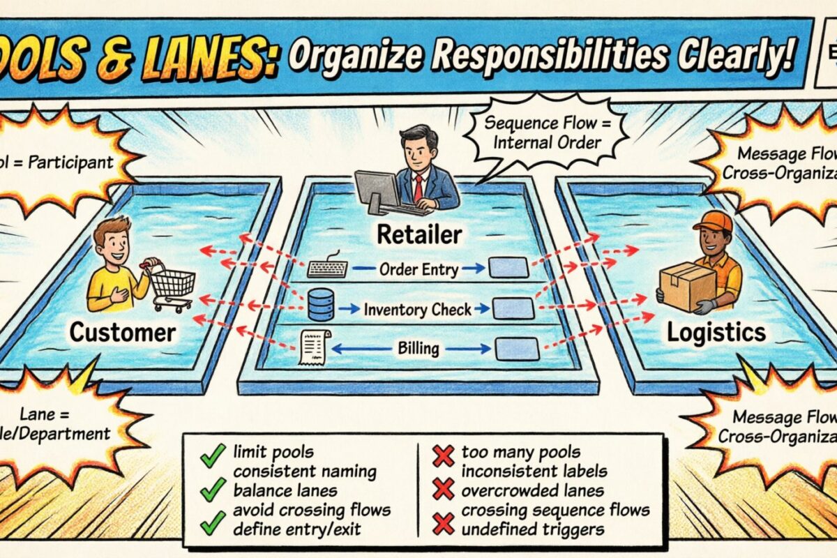 BPMN-Leitfaden: Pools und Lanes – Verantwortlichkeiten klar strukturieren