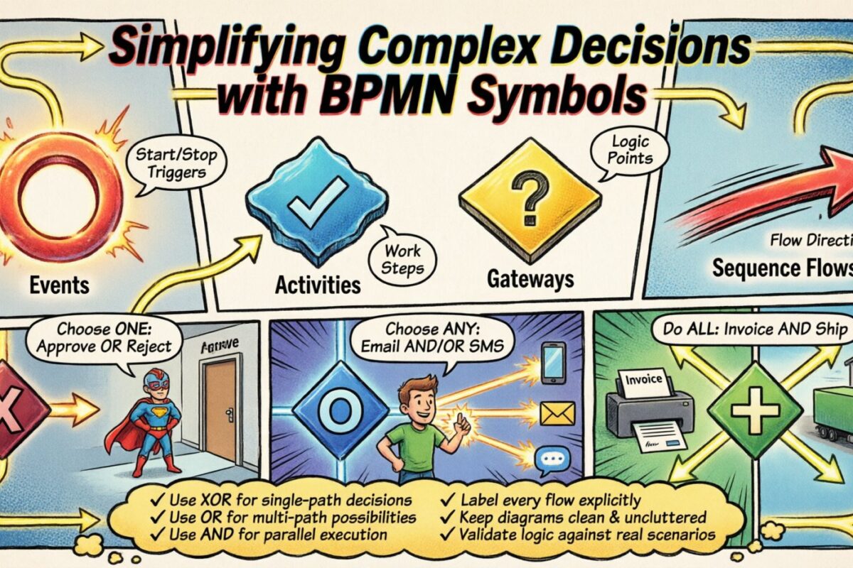 Vereinfachung komplexer Entscheidungen mit BPMN-Symbolen