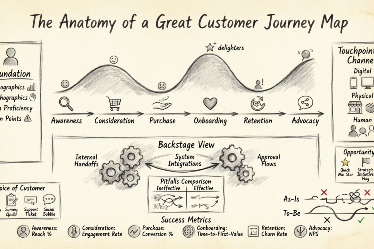 Die Anatomie einer großartigen Customer-Journey-Karte: Was macht sie nützlich
