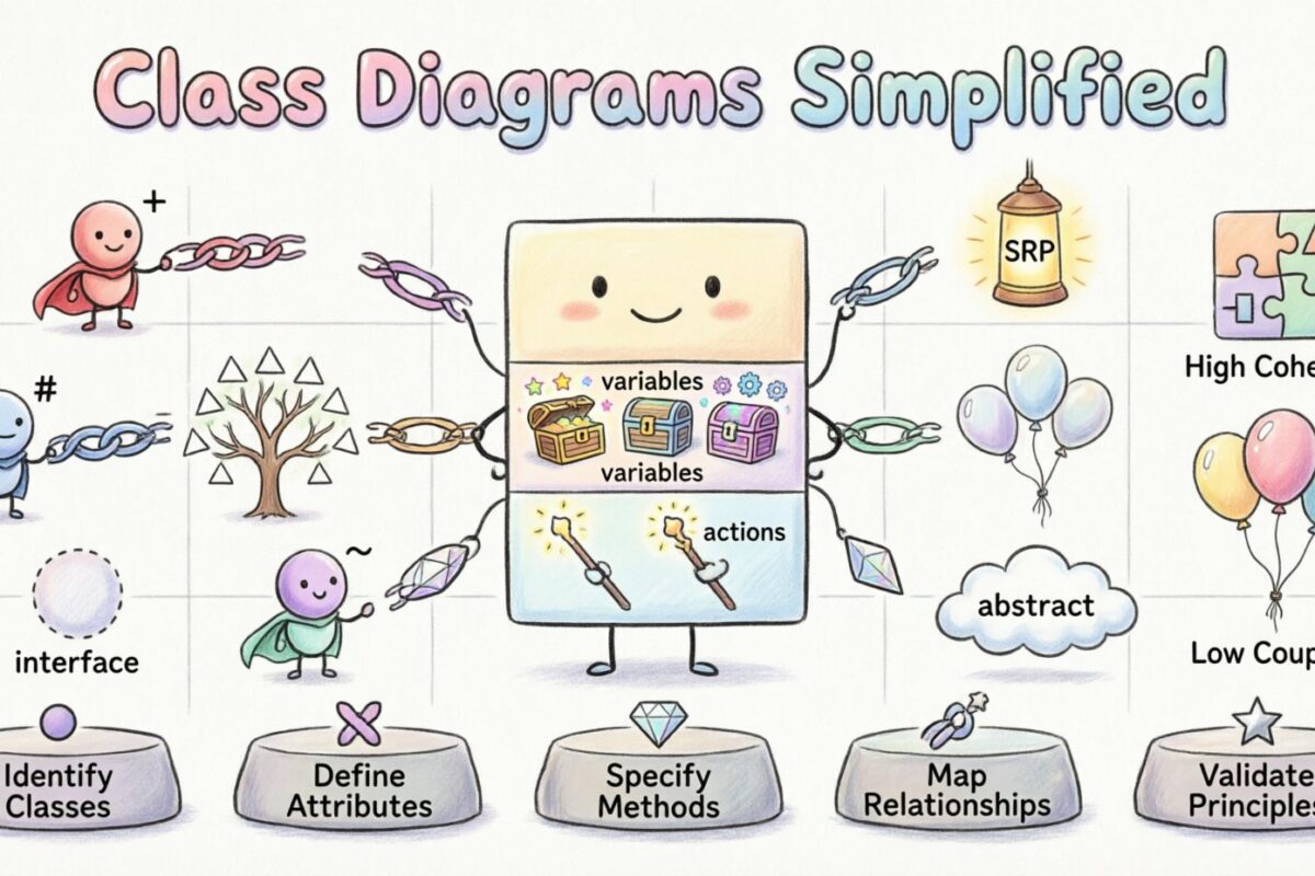 Diagramas de clases UML simplificados: modelado de objetos, atributos y métodos