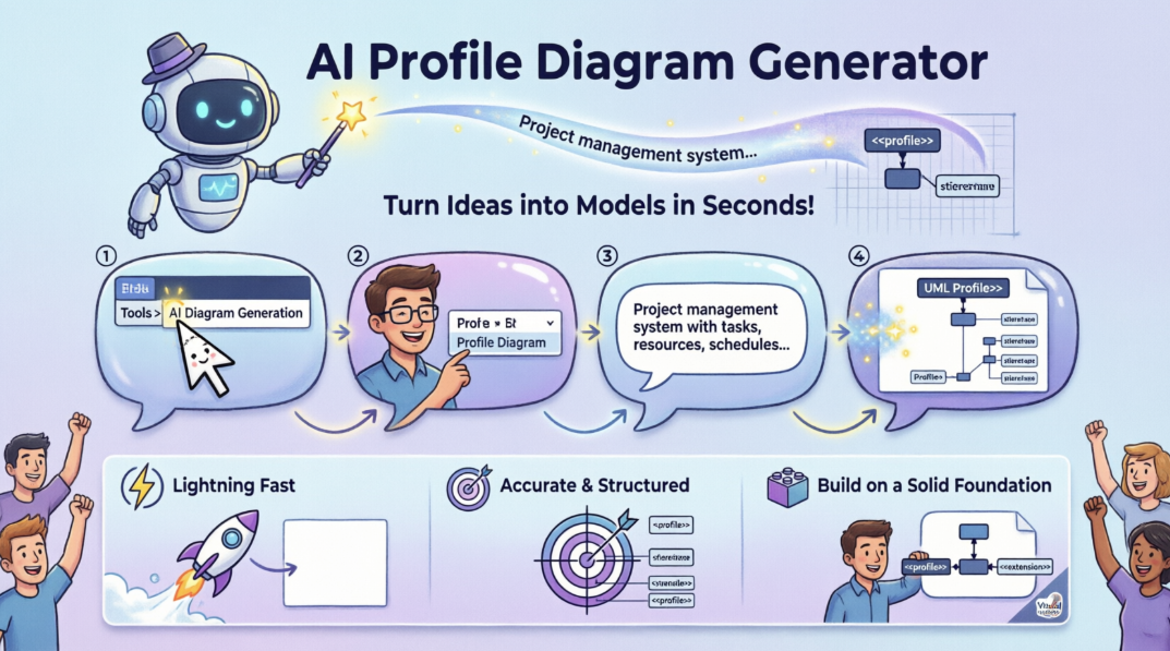 Guía completa sobre el generador de diagramas de perfil de inteligencia artificial de Visual Paradigm: transforme texto en modelos UML profesionales en segundos