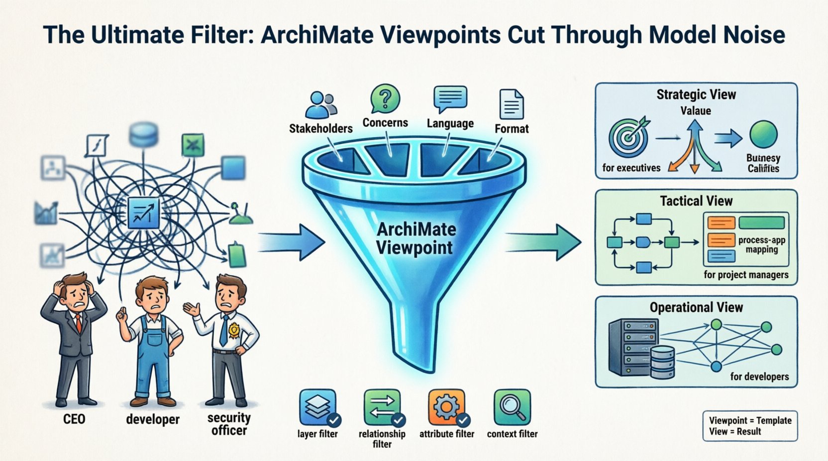 El filtro definitivo: utilizar puntos de vista de ArchiMate para superar el ruido del modelo