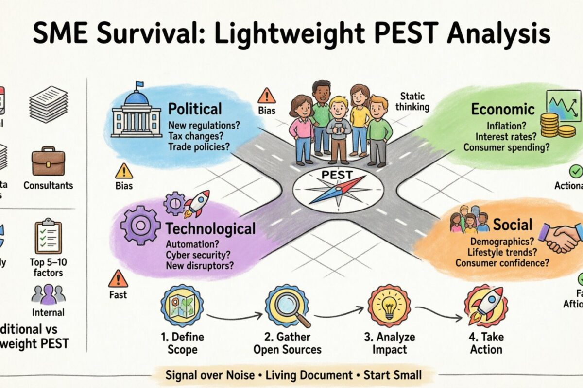 Survie des PME : Une approche légère de l’analyse PEST pour les équipes aux ressources limitées Survie des PME : Une approche légère de l’analyse PEST pour les équipes aux ressources limitées
