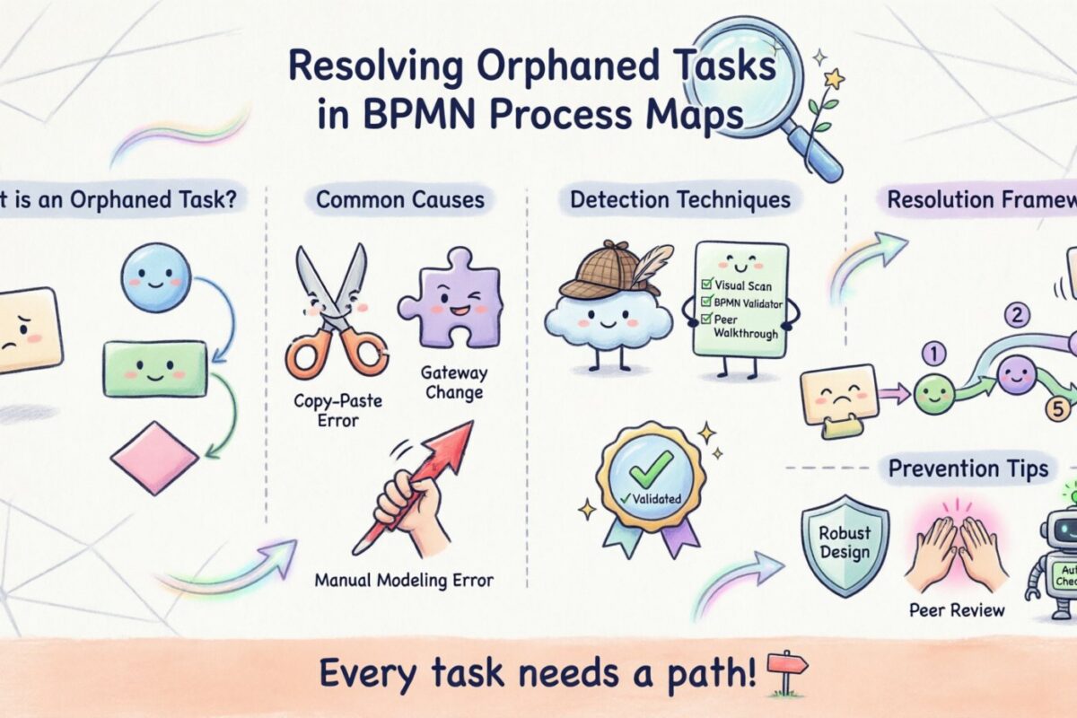 BPMN गाइड: प्रक्रिया मानचित्रों में अनाथ कार्यों को दूर करना