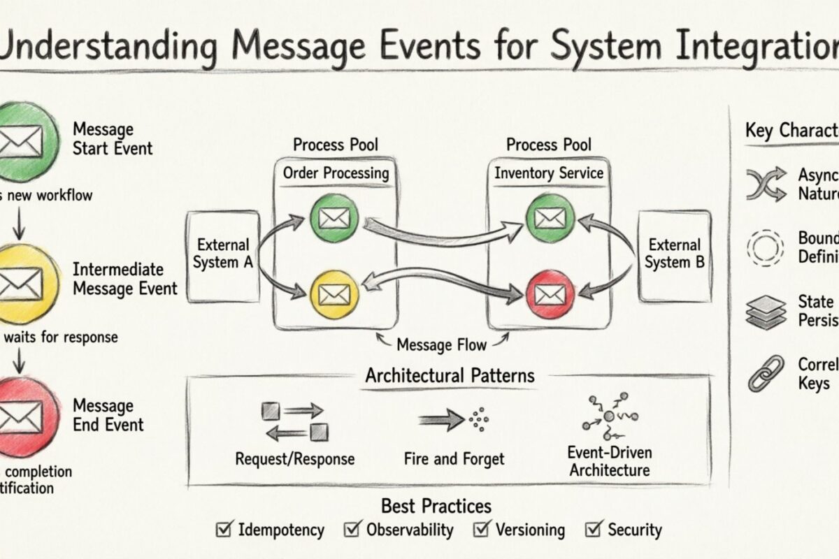 Przewodnik po BPMN: Zrozumienie zdarzeń komunikatów w celu integracji systemów