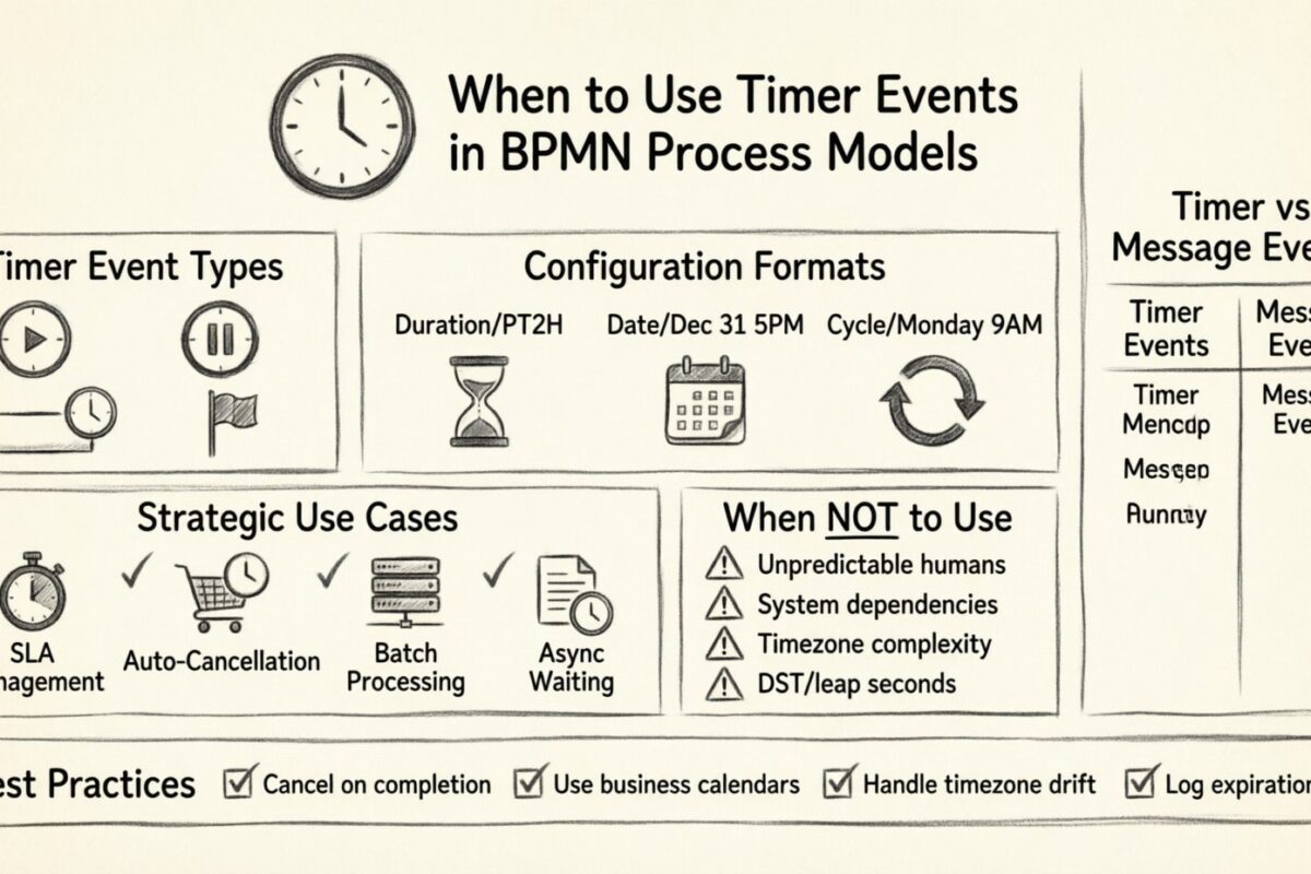 Przewodnik BPMN: Kiedy używać zdarzeń timera w modelach procesów