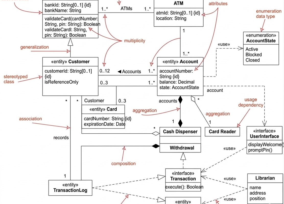 Diagram klasowy studium przypadku: Kompletny przewodnik po projektowaniu obiektowym dla architektury systemu ATM