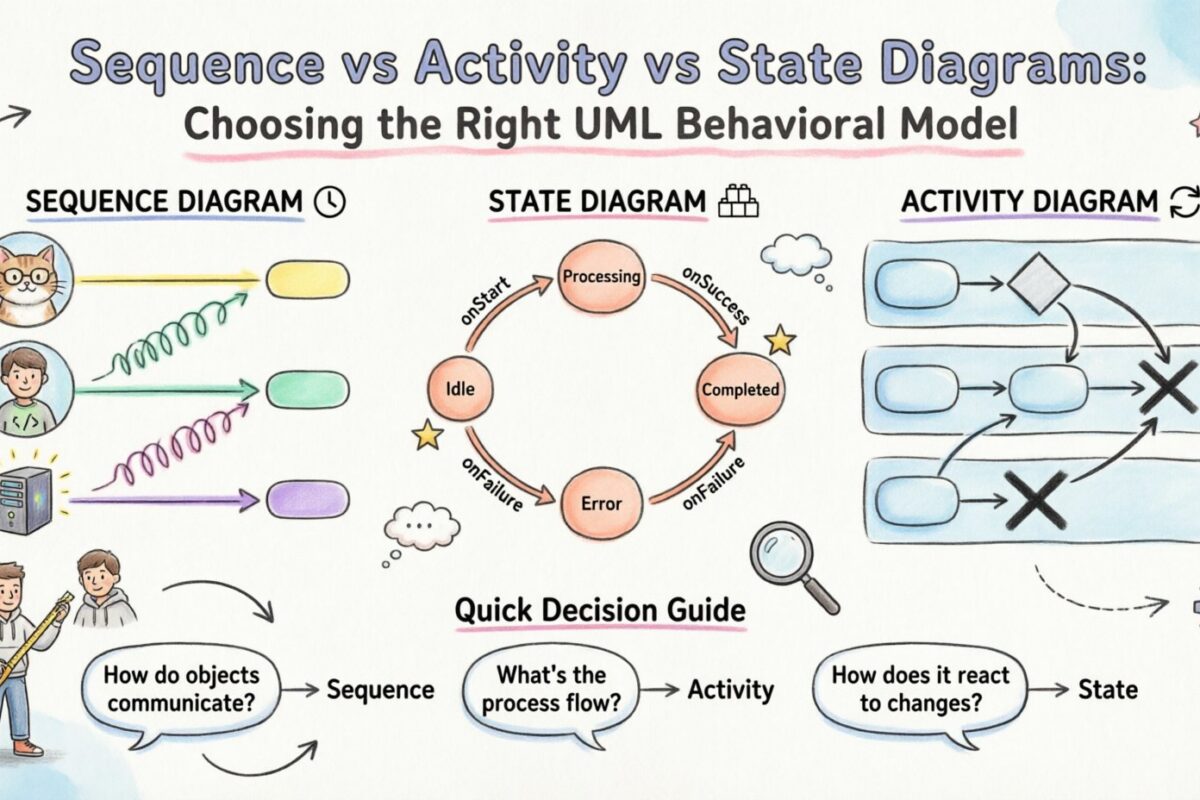Diagramas de Sequência vs Atividade vs Estado: Escolhendo o Modelo Comportamental UML Certo
