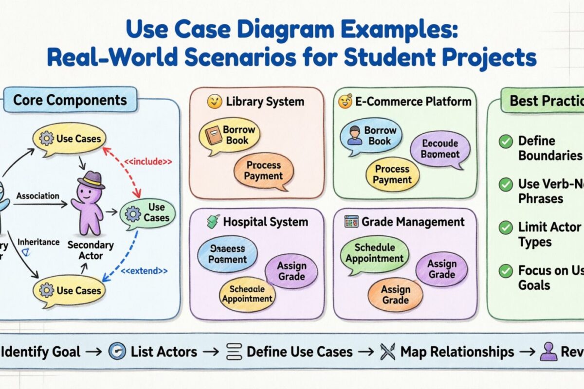 Exemplos de Diagramas de Casos de Uso UML: Cenários do Mundo Real para Projetos de Estudantes