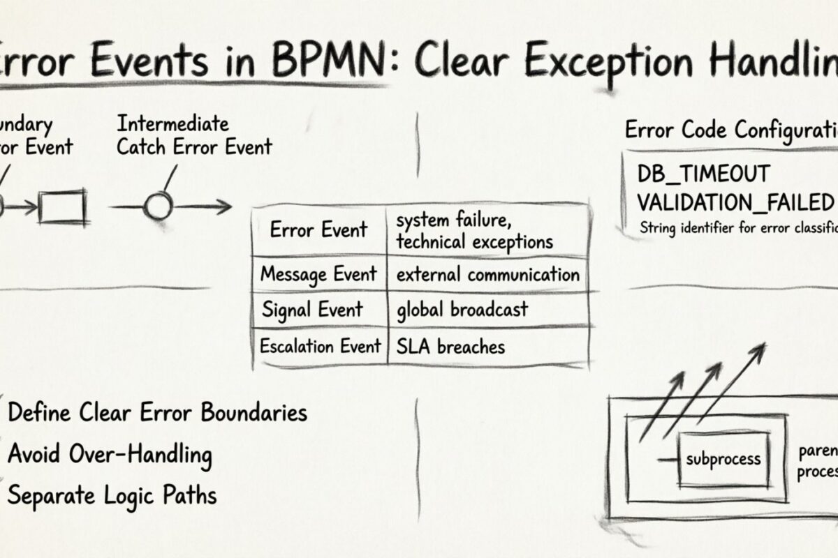 Hướng dẫn BPMN: Giải thích các sự kiện lỗi để xử lý ngoại lệ một cách rõ ràng