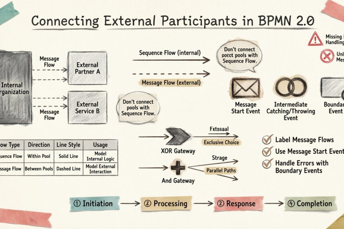 Hướng dẫn BPMN: Kết nối các bên tham gia bên ngoài trong BPMN 2.0